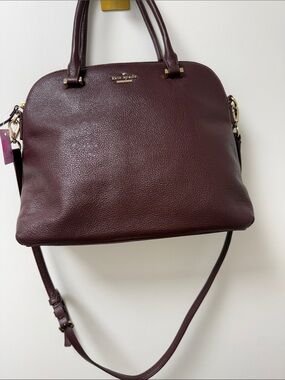 kate spade Pebbled Leather Satchel — Burgundy Plum with Gold Hardware